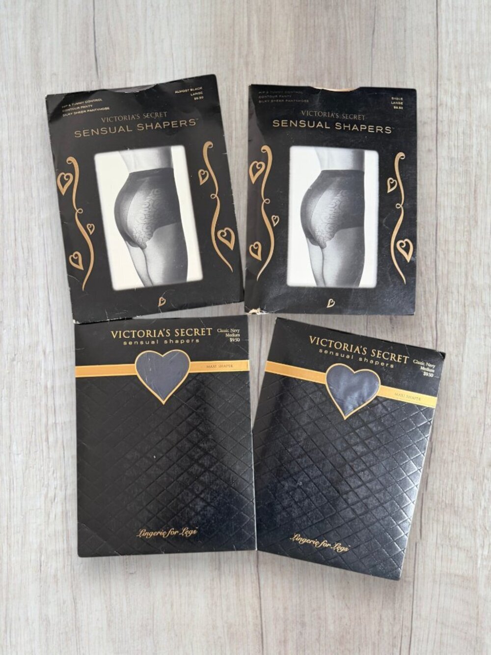 Vintage Victoria's Secret Sensual Shapers Lot 4 NOS Pantyhose Hosiery USA Black